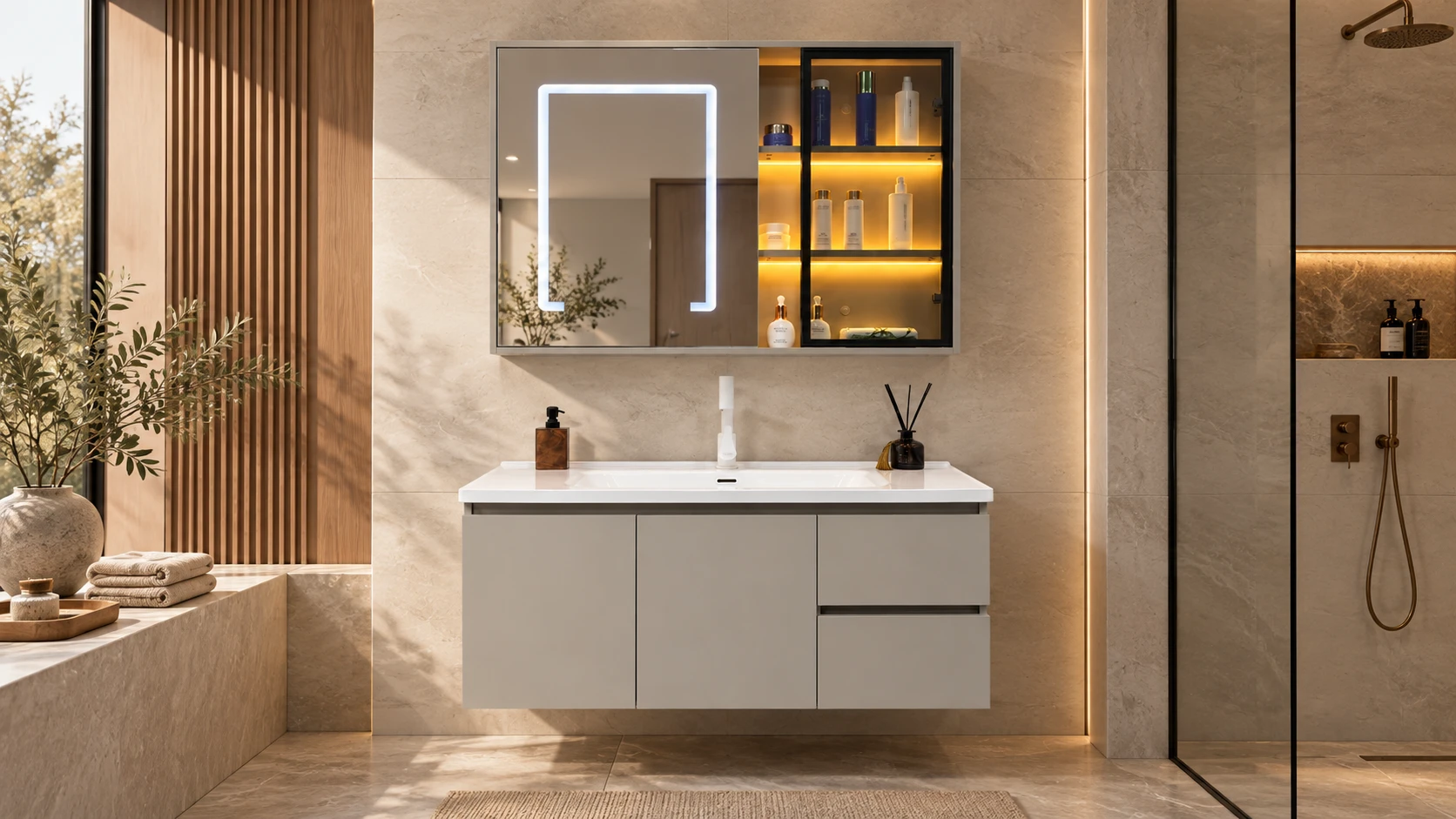 What should be confirmed before installing a wall-mounted bathroom cabinet? A checklist for inspecting the wall, plumbing and electrical, and the power supply reserved for the lighted mirror cabinet